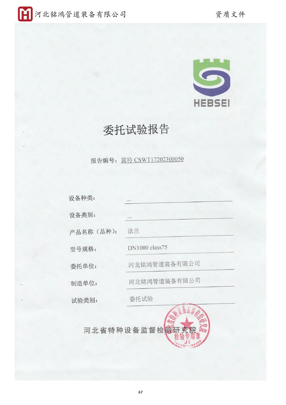 Commissioned Test Report